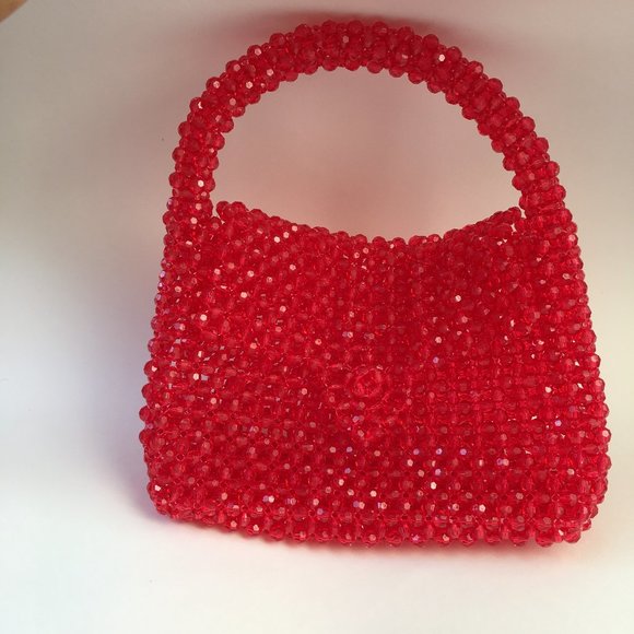 Beautiful cherry Red beaded purse !!! OMG - Picture 3 of 6